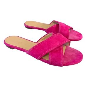 J.CREW Fuchsia Suede Cora CrissCross Strap Slide Sandals H7331